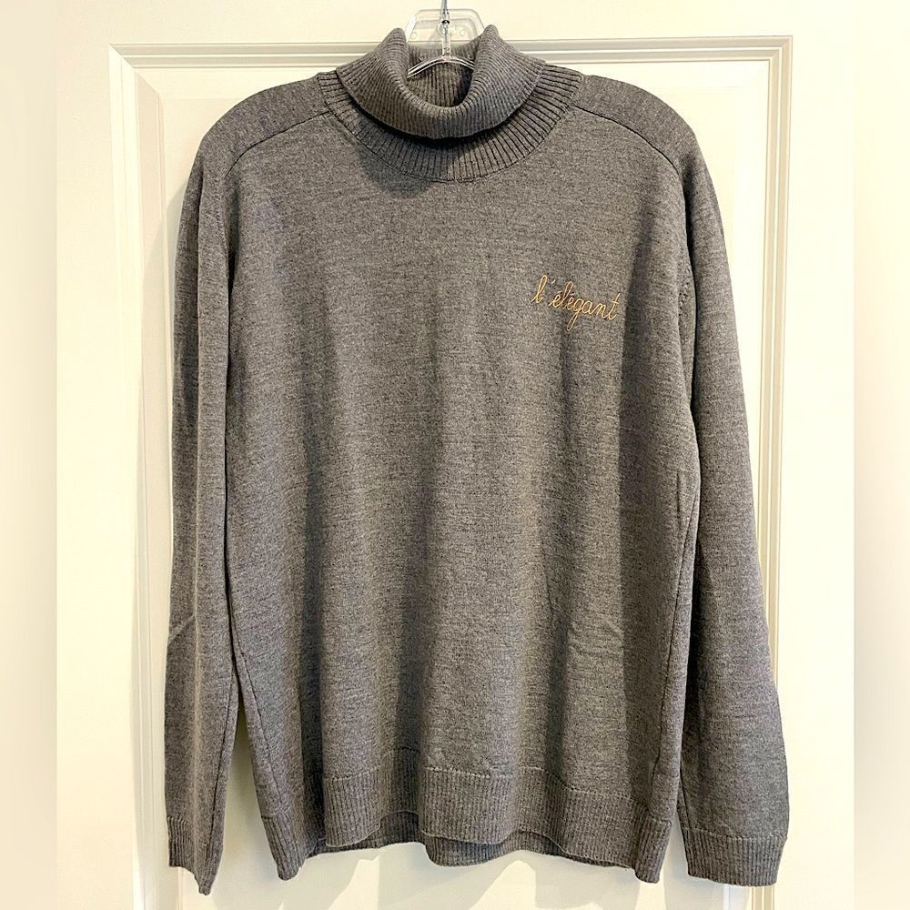 EUC MAISON LABICHE PARIS Gray Merino Wool Turtleneck Sweater Sz. XL L’elegant